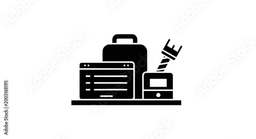 Travel luggage and travel documents.