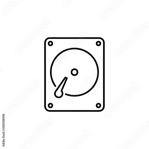 Hard Disk Drive Line Art Icon Vector