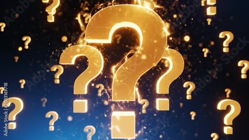 Floating glowing question marks perfect for UI/UX design and motion graphics