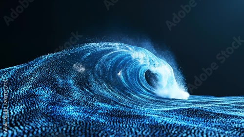 Digital wave of blue particles emphasizing modern aesthetics and minimalist design