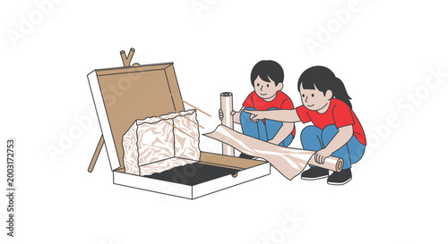 Two people assembling furniture together.