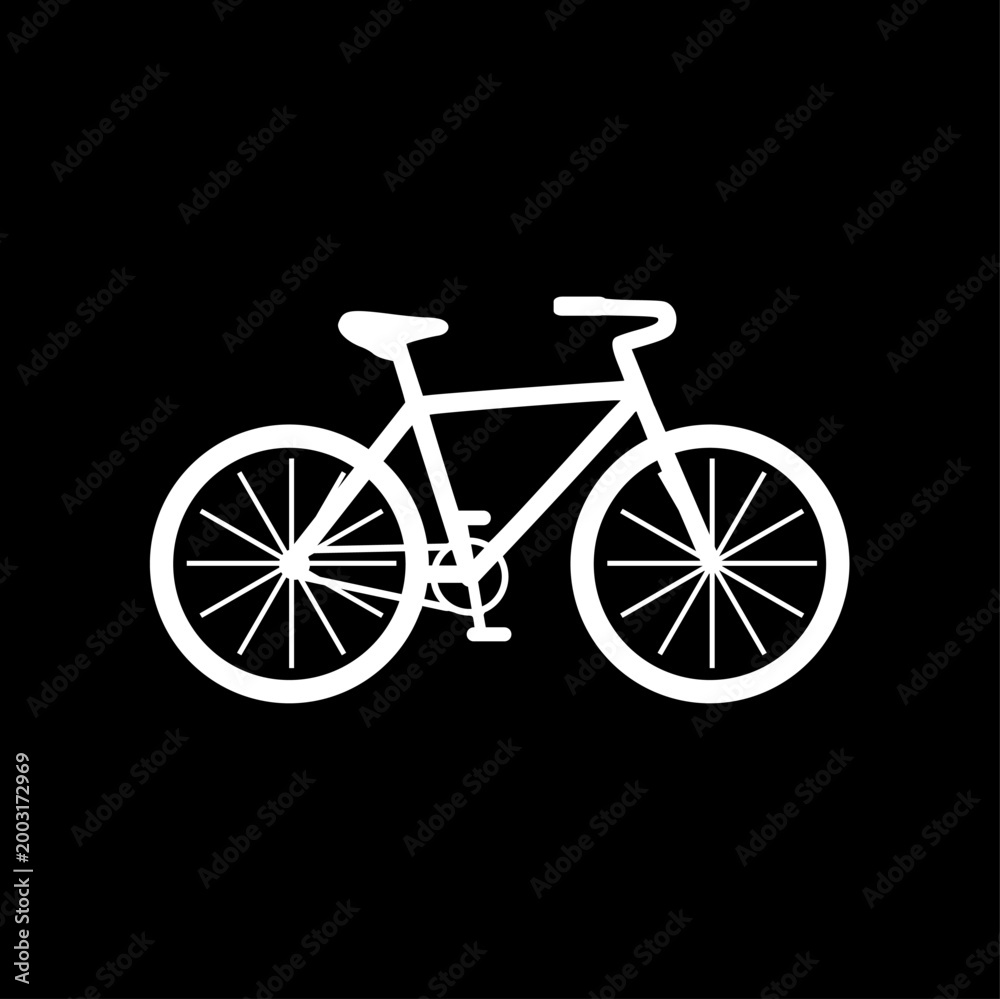 Fototapeta premium Bicycle icon isolated on black background