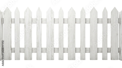 White wooden picket fence isolated on transparent background png
