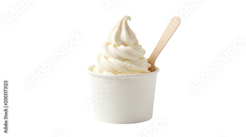 Vanilla soft serve ice cream cup isolated on transparent background png