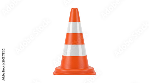 Orange striped safety traffic cone isolated on transparent background png