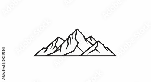 Minimalist line art depicting three jagged mountain peaks