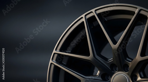 Close-up of Modern Matte Black Alloy Wheel with Sporty Y-Spoke Design