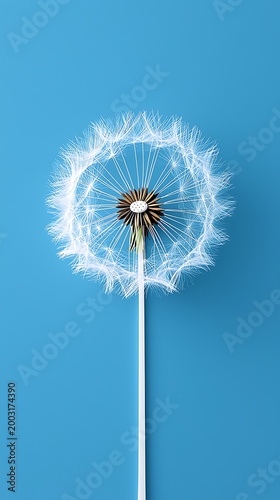 Dandelion flower with white seeds.