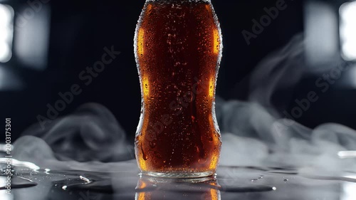 Cinematic Carbonated Soda Bottle with Dew Effect

