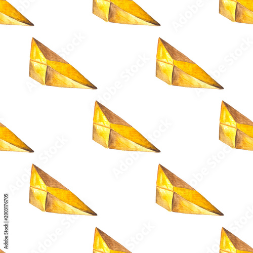 Foto seamless pattern of citrine, yellow topaz or golden beryl heliodor watercolor on white background
