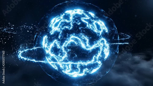 Futuristic Blue Light Energy Ball Effect Visual
