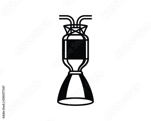 Vector outline illustration of a satellite thruster pod for space propulsion projects.