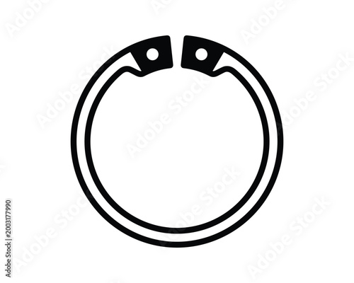 Vector outline of an external retaining ring for mechanical engineering projects.
