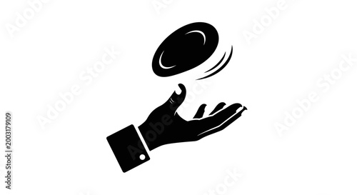 Hand tossing spinning flying disc.