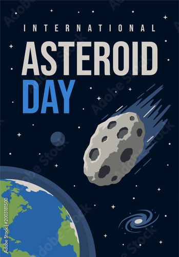 vector international asteroid day poster template