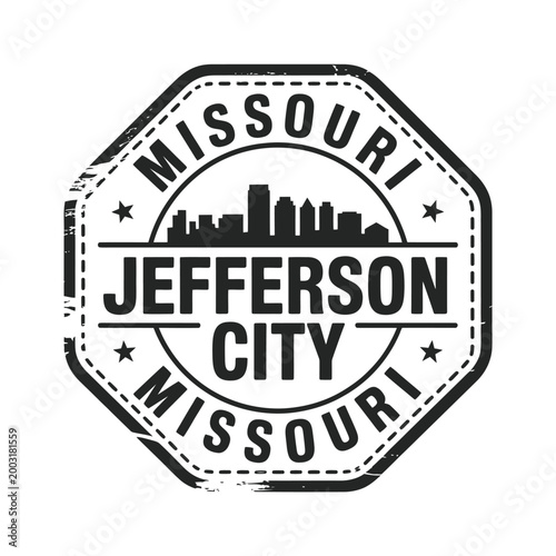 Photos jefferson city missouri stamp with skyline silhouette