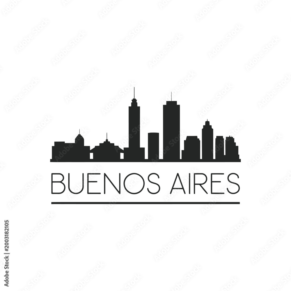 Fototapeta premium buenos aires skyline silhouette on white background