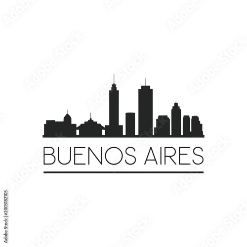 buenos aires skyline silhouette on white background