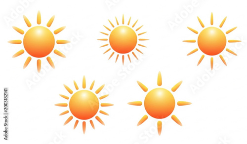 Minimal line sun logo set modern outline sunshine icons vector illustration for branding isolated on white
