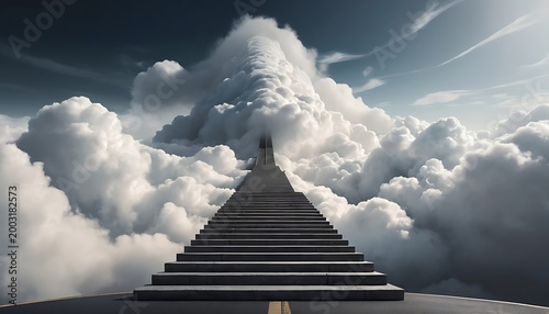 stairway to heaven | Success Path Rising Into Clouds Concept Background