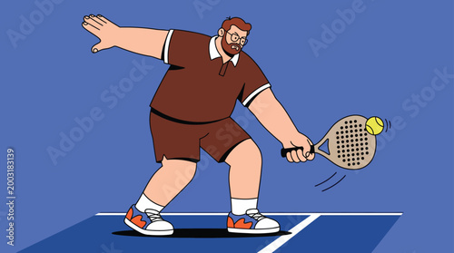 Man Playing Padel Tennis Serving the Ball Vector Illustration