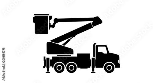 Large truck with elevated bucket.