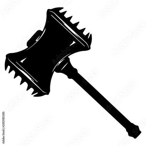 Canvas Print Silhouette of a Spiked Warhammer Weapon.