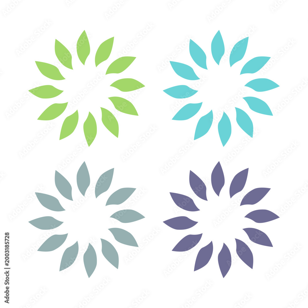 Obraz premium Botanical Green Leaves Sign Symbol Logo Vector Set isolated on White