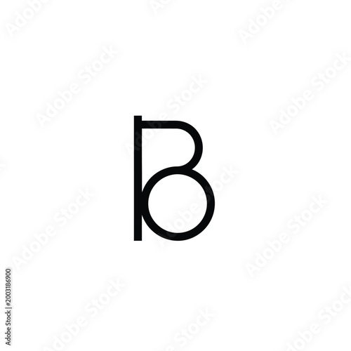 Fotografie Minimalist letter b formed by a vertical line and a circle on white background