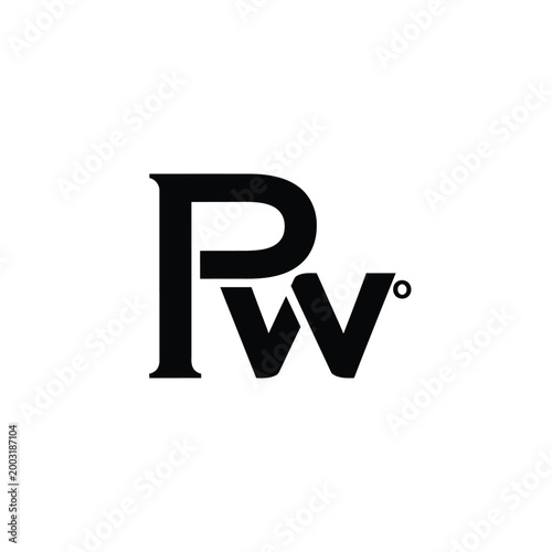 Intertwined letter p and w monogram in bold black typography on white background