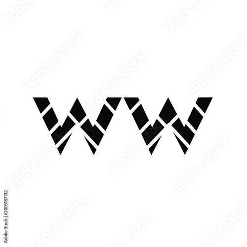 Black letter w monogram with geometric sliced pattern