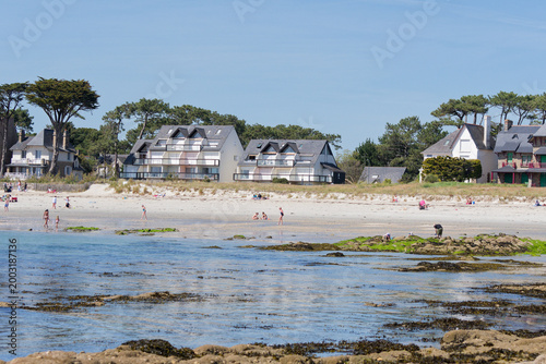 Cuadro en lienzo Grande Plage de Carnac :2 km de sable fin bordés de villas Belle Époque