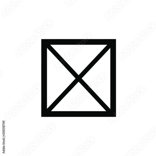 Square frame with diagonal cross lines forming four triangles