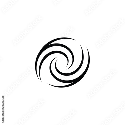 Abstract swirling spiral in black on a white background