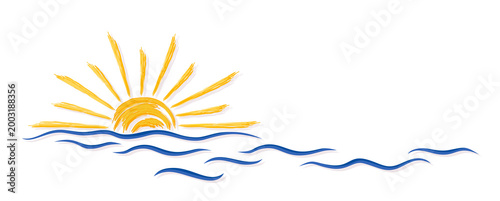 Dawn of the sun with the blue sea.