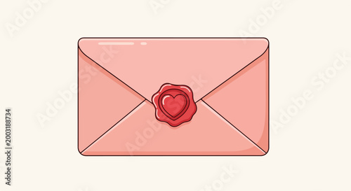 Tableau sur toile A pink envelope with a heart-shaped seal