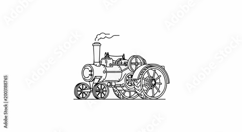 Vintage steam engine tractor, a powerful workhorse of the past