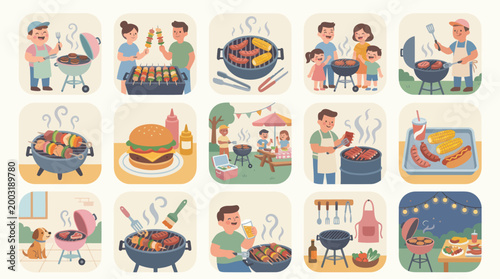 Diverse Family  Friends Enjoying Barbecue Grilling Food  Fun