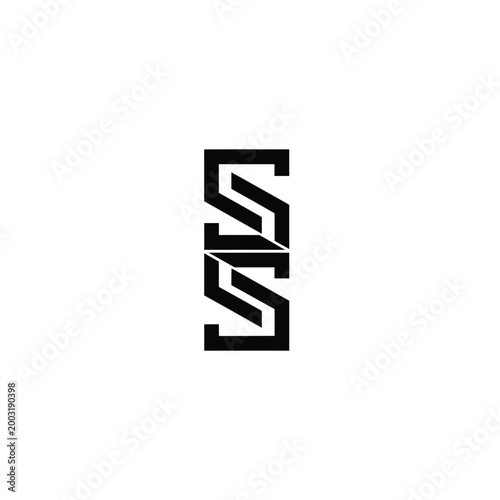 Geometric black letter ss monogram stacked vertically on white background