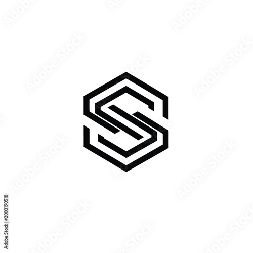 Abstract hexagonal symbol featuring interlocking s letter shape