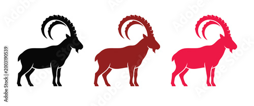 Eid al adha colorful goat silhouettes in black, red, and pink