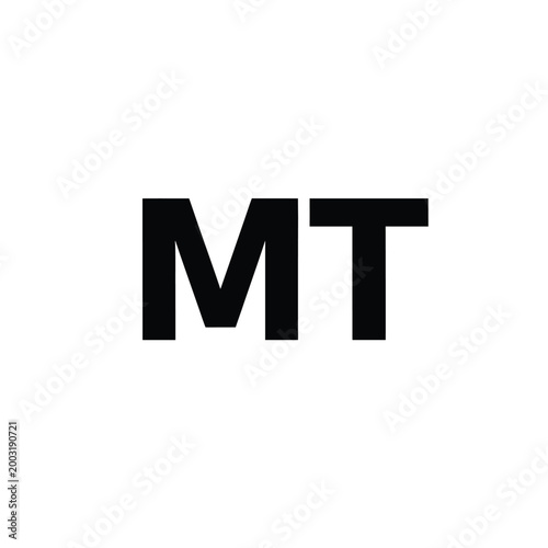 Bold black uppercase letters m and t forming a monogram on a white background