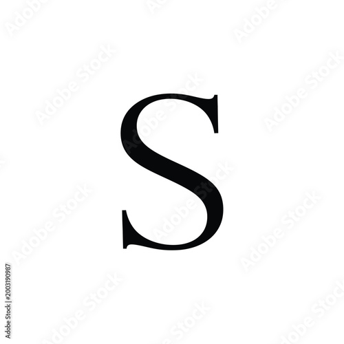 Uppercase letter s serif typography isolated on a white background