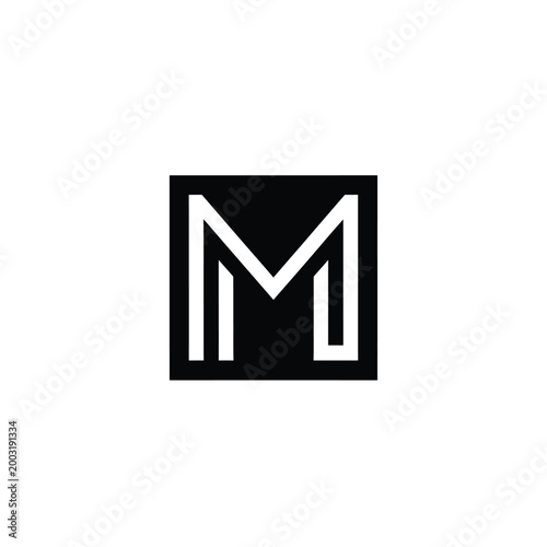 Square letter m with bold black lines on a white background