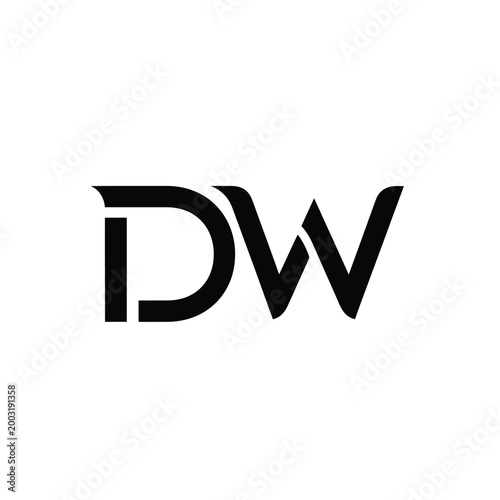 Monogram featuring interconnected letters d and w on white background