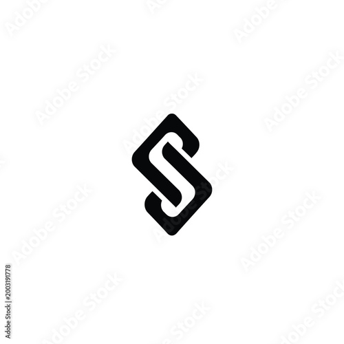 Minimalist letter s monogram with interlocking geometric lines on a white background