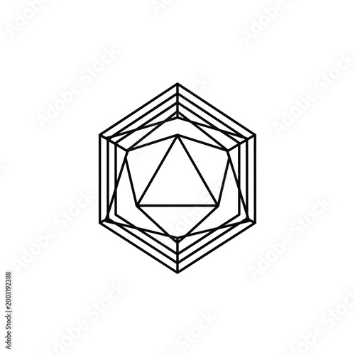 Complex geometric hexagon pattern with internal triangle shapes