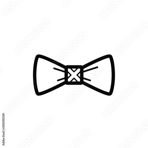 Simple black outline of a formal bow tie on a white background
