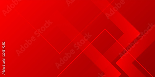 Quadro su tela Bold red composition featuring overlapping angular forms and clean linear structure