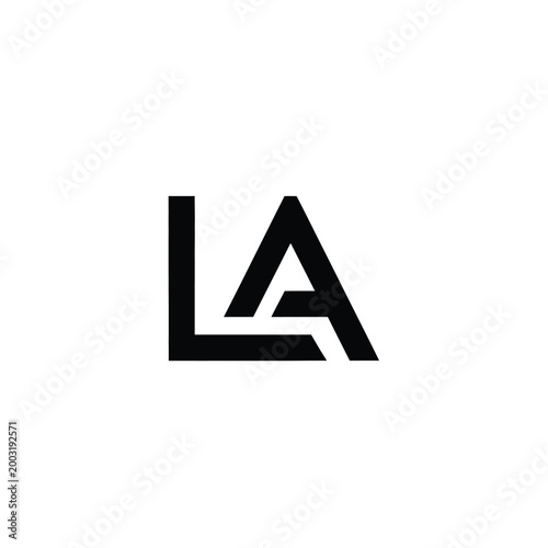 Bold monogram combining letters l and a in a geometric sans serif typography style